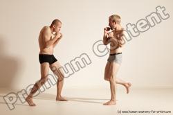 Underwear Martial art Man - Man White Moving poses Slim Short Blond Dynamic poses Academic